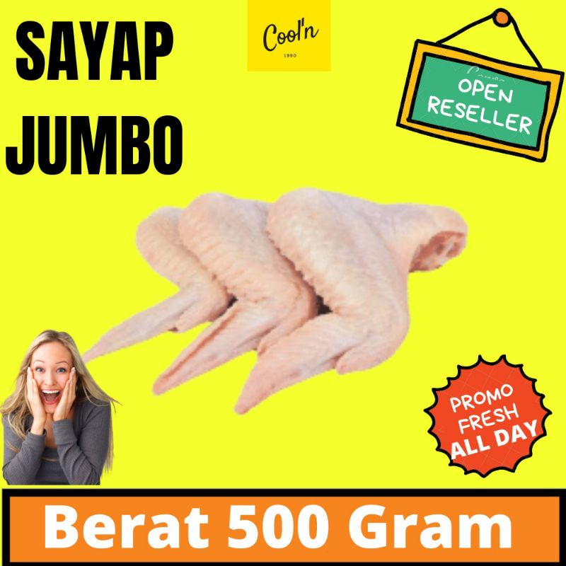 

Sayap Ayam Jumbo 500 gram Segar Seger Murah Halal