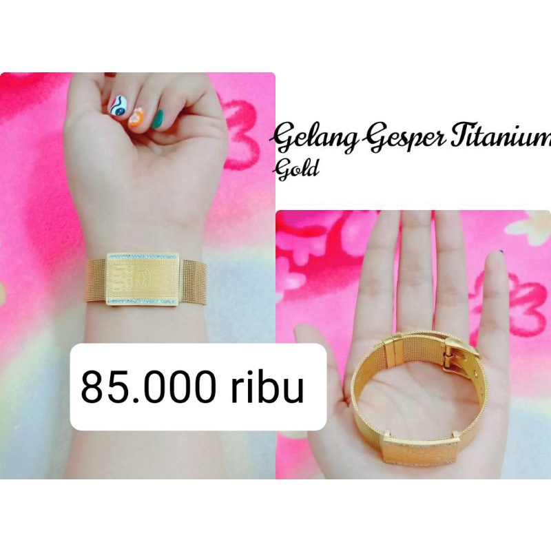 gelang titanium asli warna mas