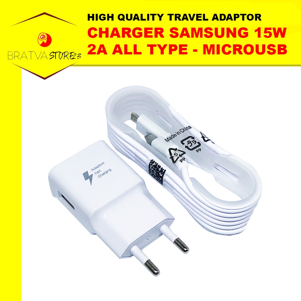 Charger Hp Samsung J2 Prime / Note 4 / S6 MicroUSB 15W 2A Travel Adaptor Casan