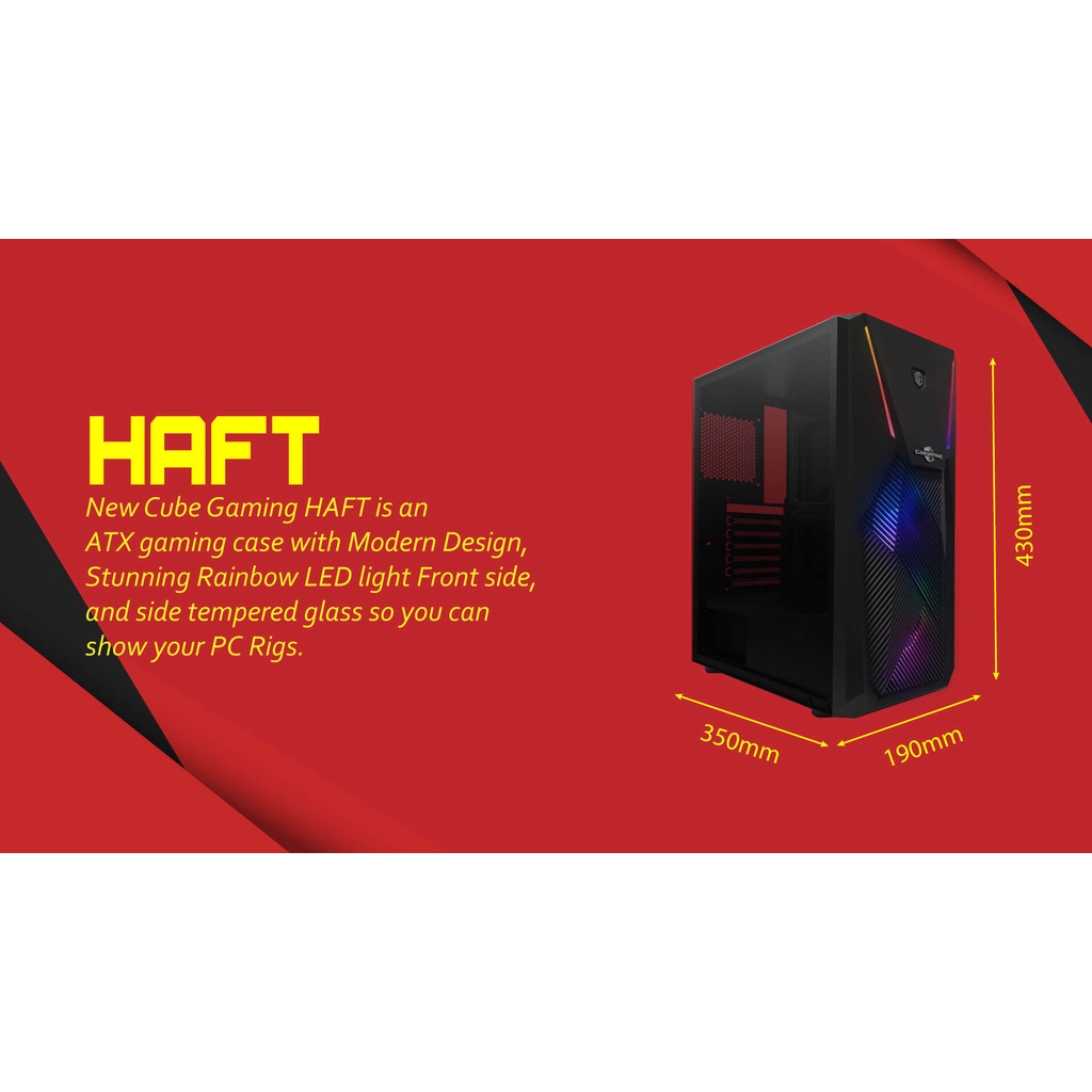 Cube Gaming Haft + 2 Fan RGB Casing PC Gaming