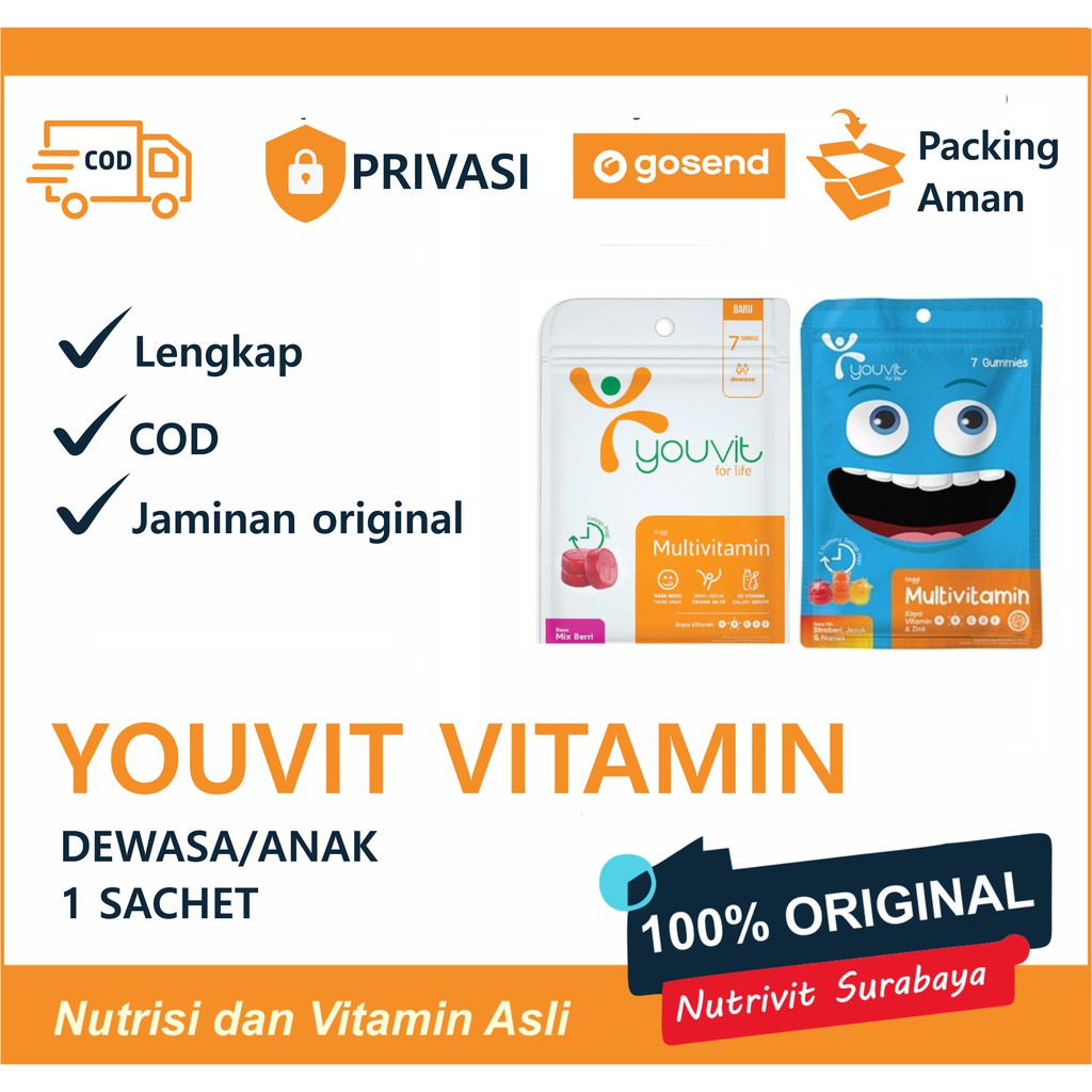 YOUVIT DEWASA / ANAK 1 SACHET ISI 7 TABLET KUNYAH