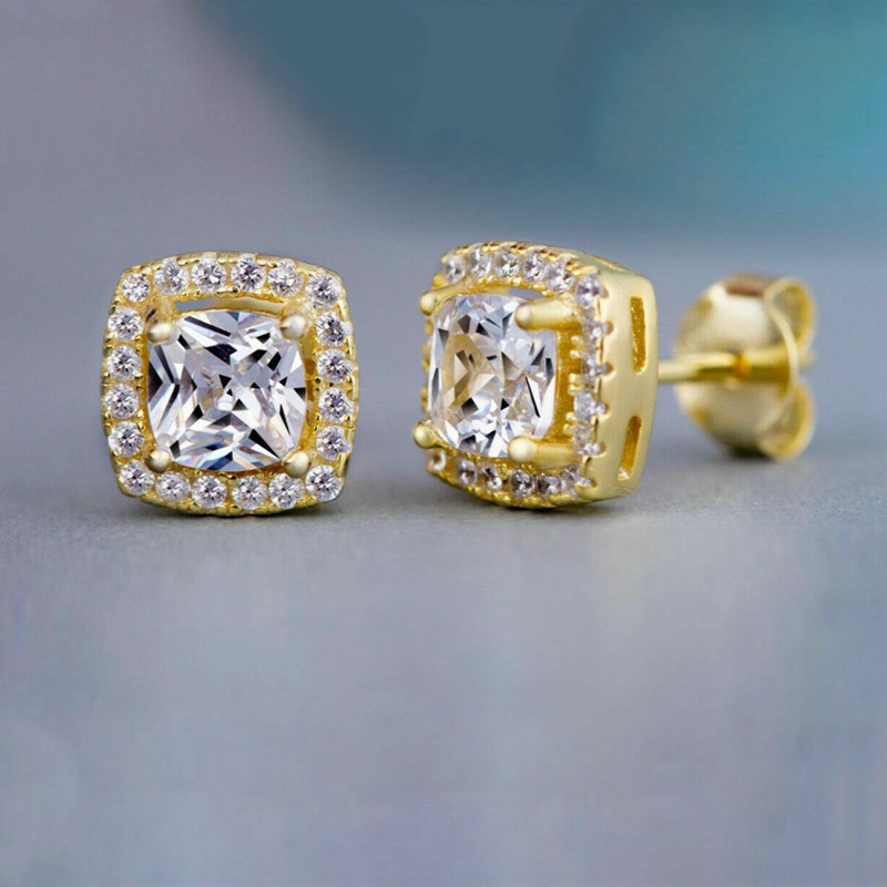Fancyqube Anting Stud 925 Silver Cubic Zircon Gaya Elegan Untuk Hadiah Pernikahan Wanita