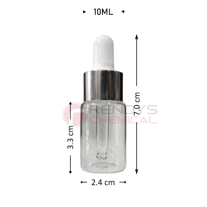 Botol Pipet Kaca Bening Silver Ring 10ML / Glass Bottle Pipette 10 ML / Clear Dropper Bottle