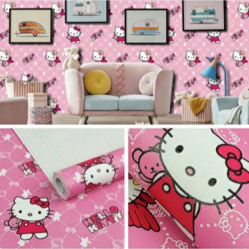 Wallpaper Dinding Motif Hello Kitty Anggel/Sayap 10m x 45cm