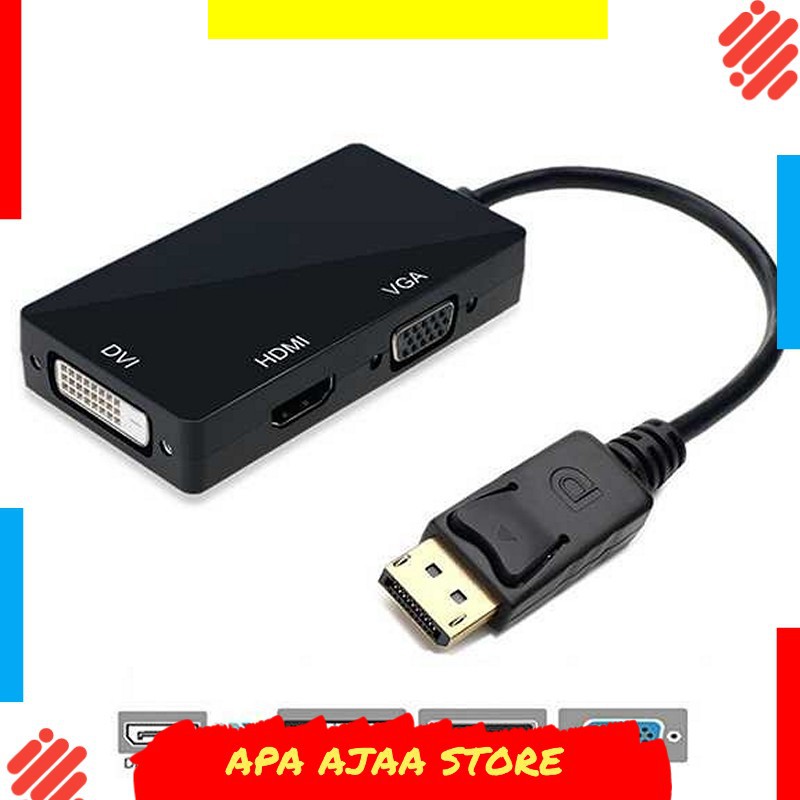 Paling Dicari ! FSU Adapter Converter DisplayPort to HDMI VGA DVI - DP1IN4