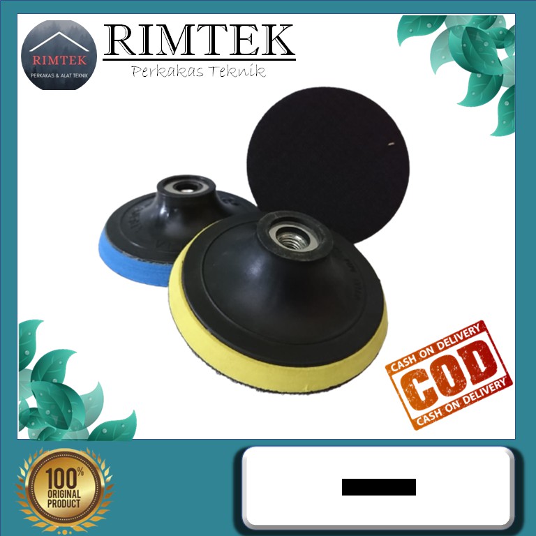 Tatakan Amplas Bulat Velcro Pad Dudukan Krek Amplas Gerinda 4" 4 inch / Rubber Pad Pad Velcro