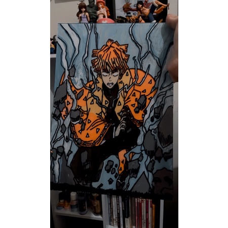 Acrylic Anime Zenitsu Agatsuma ( untuk pajangan,hadiah kado ulang tahun, dll)