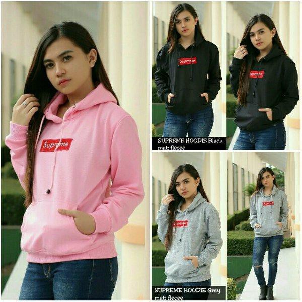 Jaket Sweater Hoodie *SUPREME Logo Texs Pull Bordier Premium Unisex