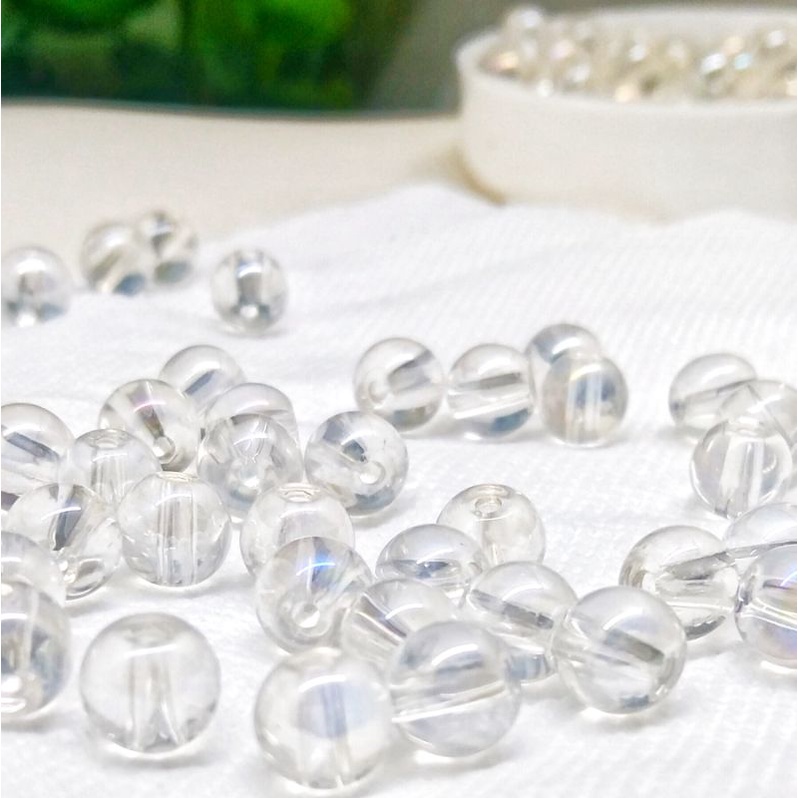 20pcs glass beads super shiny/ mutiara glass pelangi/ab 6mm