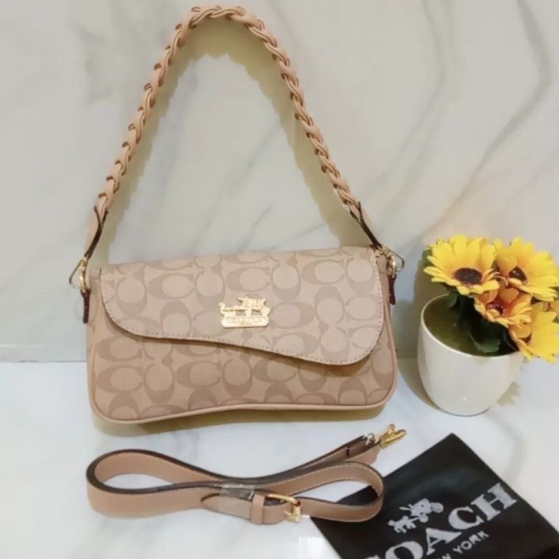 [ Bayar di tempat ]Tas Slempang Bahu C04_Ch Signature Mini Shoulder bag Tali kepang/Tas Fashion berk