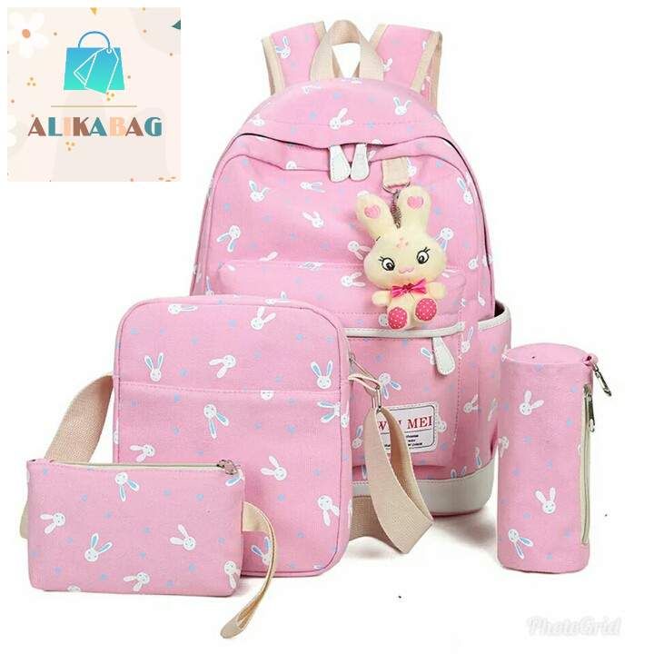 ALIKA BAG - Tas Ransel Sekolah Anak Laki-laki / Perempuan Multifungsi 3in1 Motip Kelinci