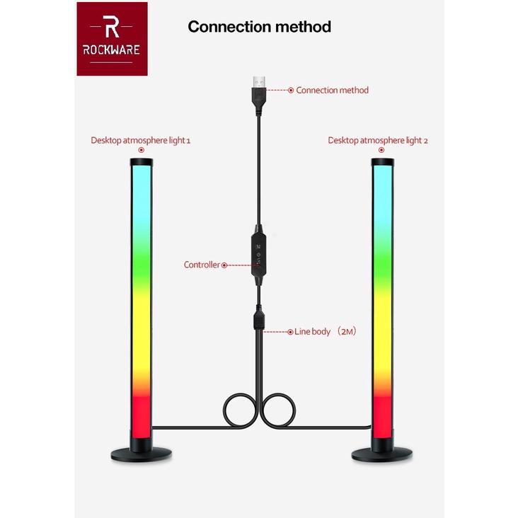 ROCKWARE LED RGB Magic Color Desktop Table Light Set - Set Lampu isi 2