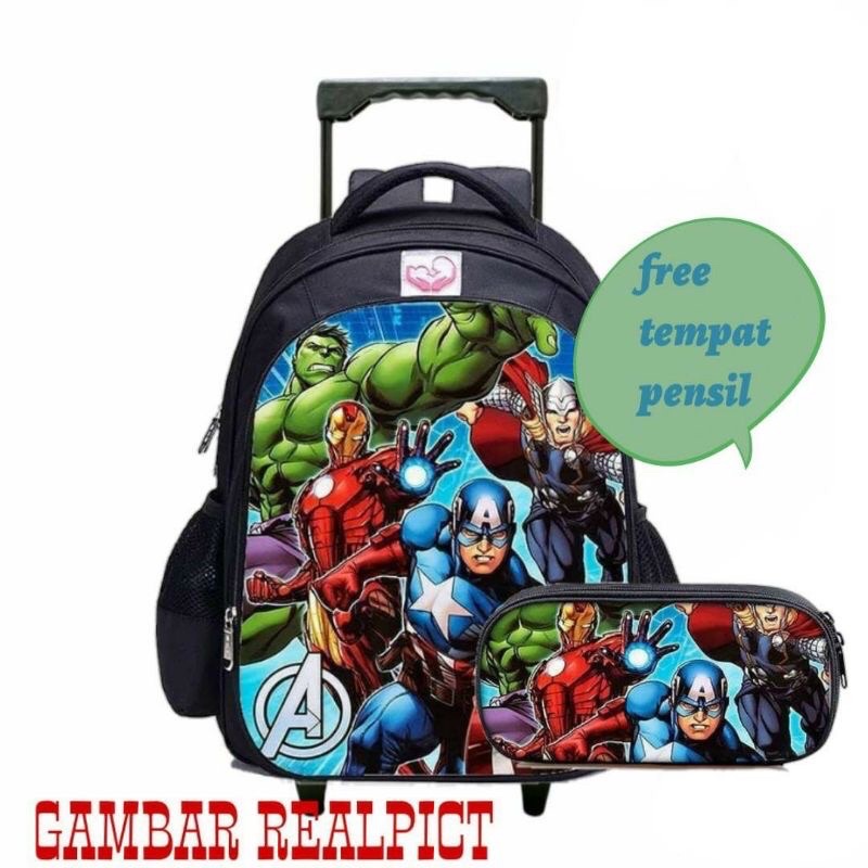 (BISA COD) NSTORE15-Tas KARAKTER Koper Ransel Anak Sekolah SD Trolley Dorong Troli / Tas troli anak laki laki / tas troli anak perempuan / tas troli