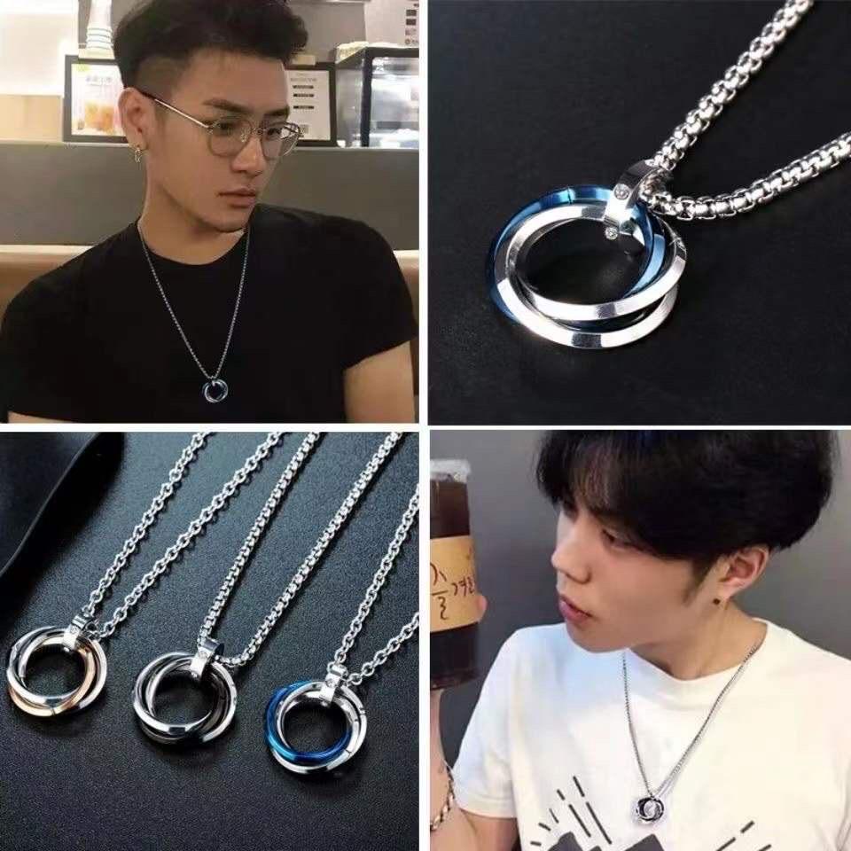 Kalung Cowok Keren Silver Perak Emas Putih Rantai Rante Cowo Kalung Titanium Pria Anti Karat Wanita 