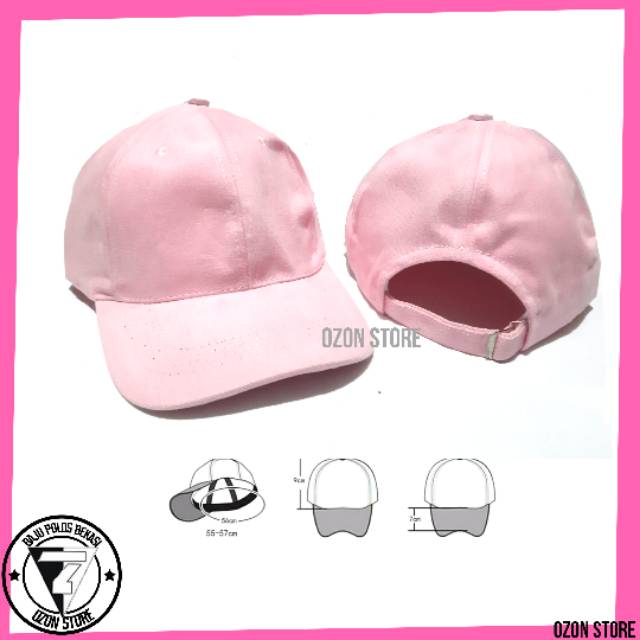 Topi Baseball Distro Caps Polos Pengait Besi Bahan Rapel Premium - Pink Baby