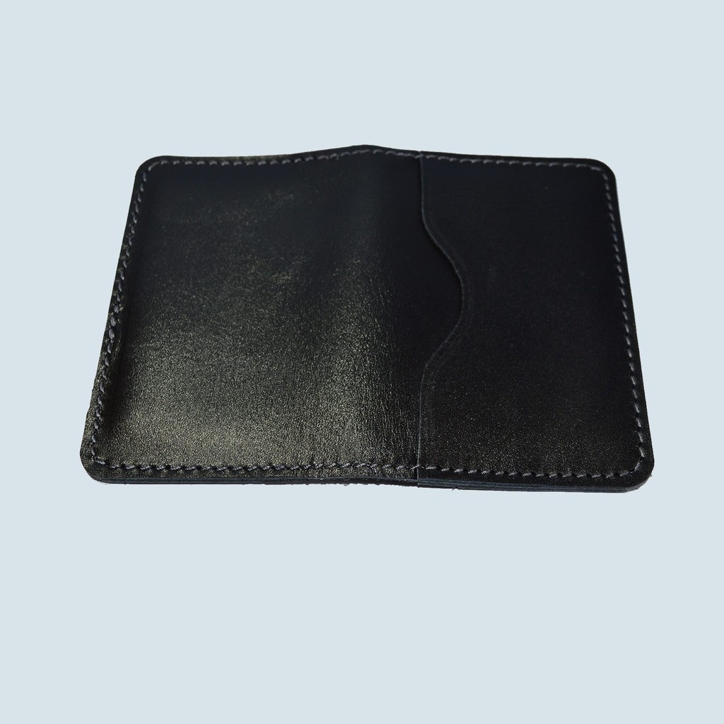 dompet kartu model lipat kulit asli - card wallet - slim wallet hitam NC032