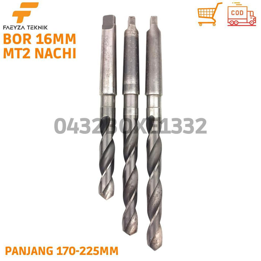 Mata Bor 16mm Taper MT2 Bor Besi Hss Panjang 170-225mm