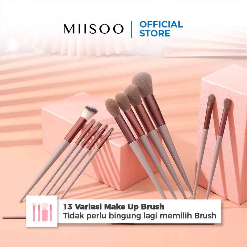 MIISOO Make up Brush Set 13Pcs Kuas Makeup Set Kosmetic Brush Powder Eye Shadow Foundation Blusher Blending Beauty