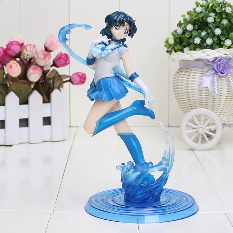 DISKON 20cm Sailor Moon Sailor Mercury Ami PVC Action Figure Model Toy Doll Sailor Moon Figure