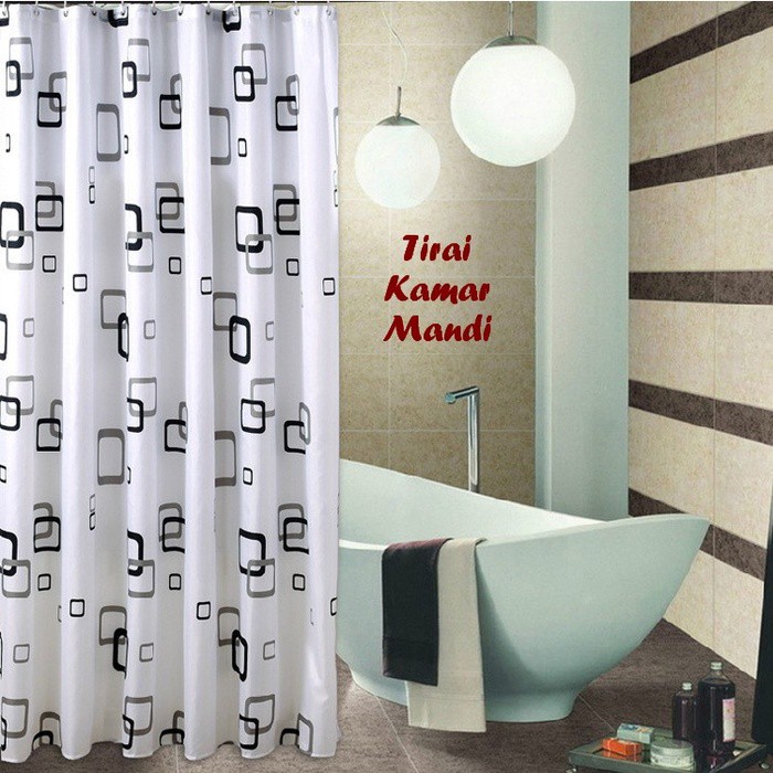 Harga Economis Tirai Kamar Mandi Shower Curtain Ukuran 180x180 Motif Selambu Kamar Mandi