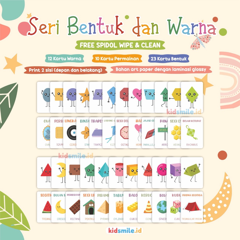 Flash Card Kidsmile BENTUK WARNA Mainan Edukasi Anak Flashcard Anak Flash Card Anak Kidsmile