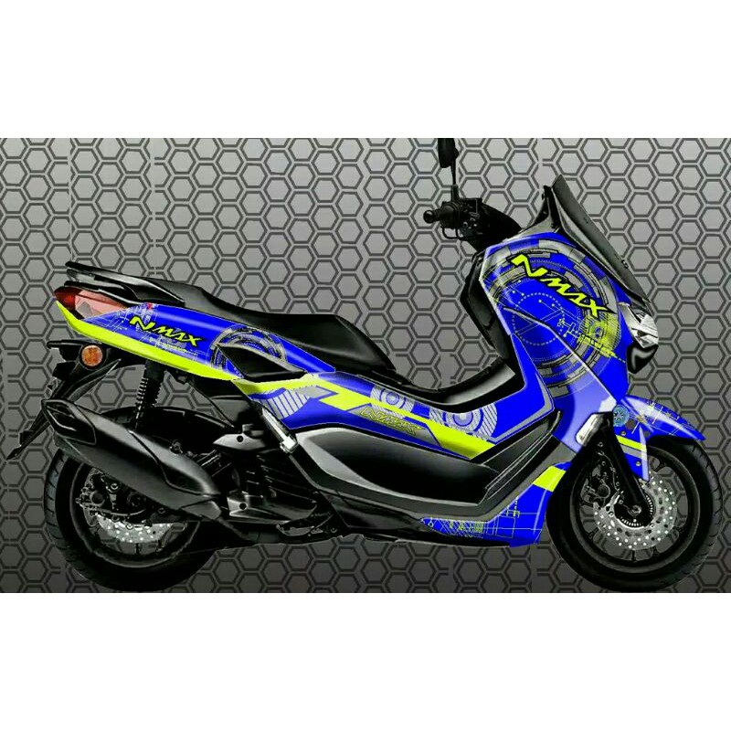 Decal nmax baru biru stabilo nmax baru biru lis stailo