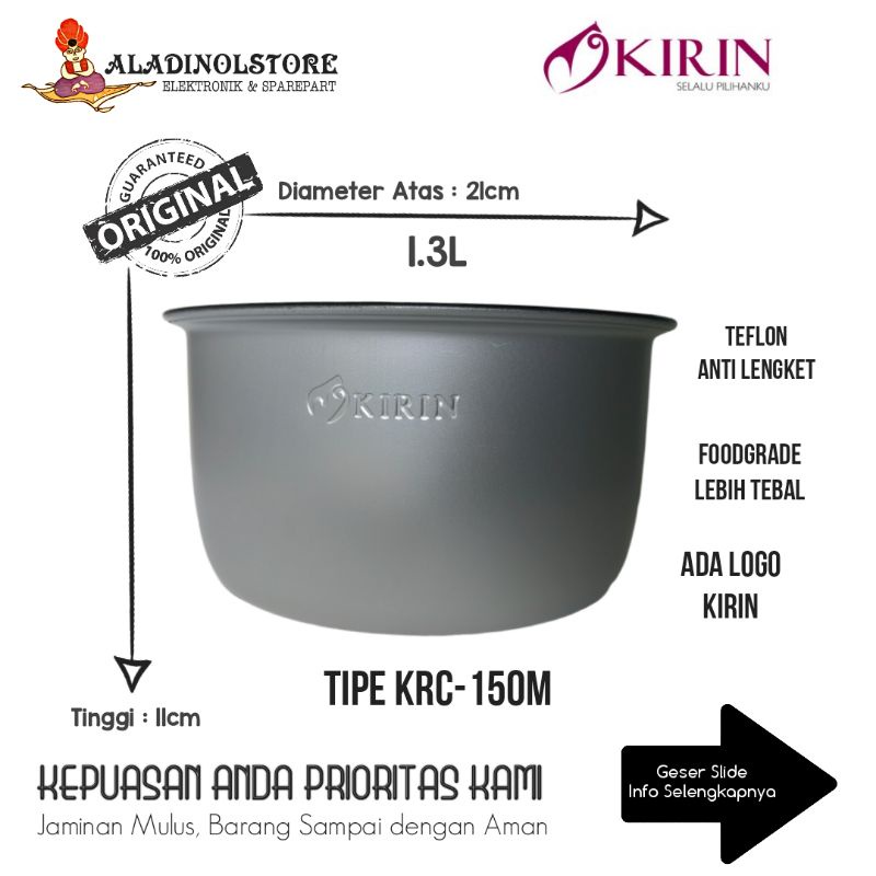 Panci Teflon MagicCom KIRIN 1.3L KRC 150M KRC150M ORIGINAL