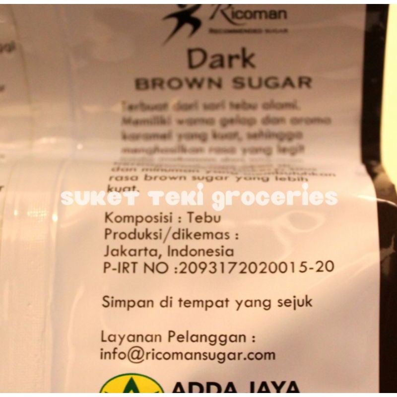 Ricoman Light / Dark Brown Sugar kemasan 1kg READY GOSEND