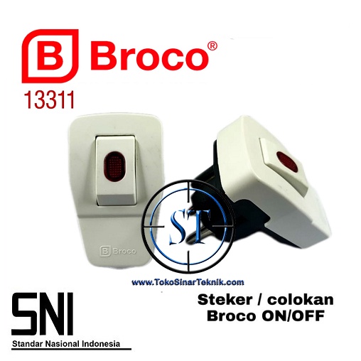 BROCO Steker Dengan Switch Saklar Lampu On/Off Colokan Steker Arde Listrik 10A 250V Kualitas SNI