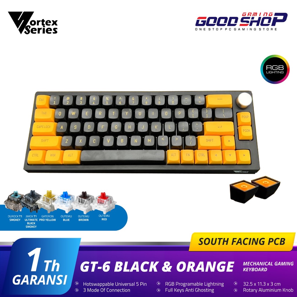 VortexSeries GT-6 Black &amp; Orange Wireless Mechanical - Gaming Keyboard