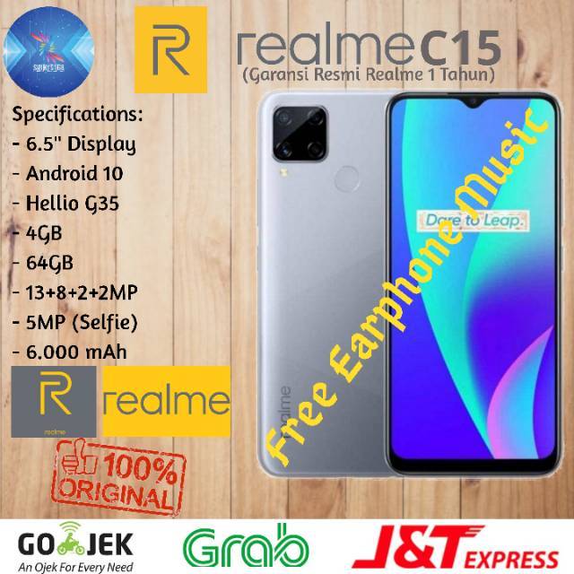 Realme C15 Ram 4GB Rom 128GB 4/128 4/64 3/64 Garansi Resmi Realme 1 Tahun-1