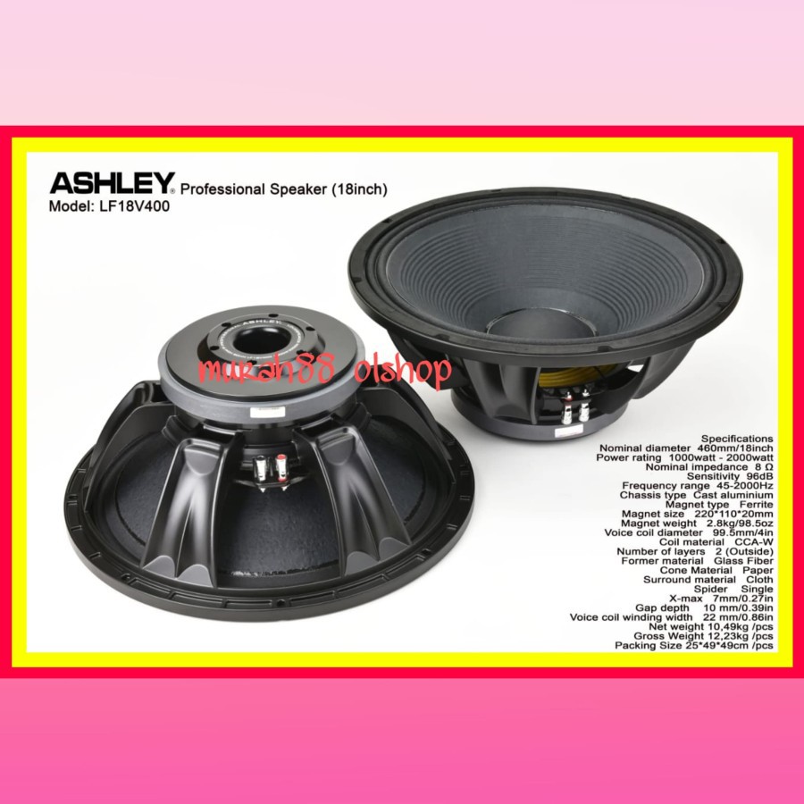 SPEAKER ASHLEY COMPONENT Lf 18V400 18 IN SUB ORIGINAL