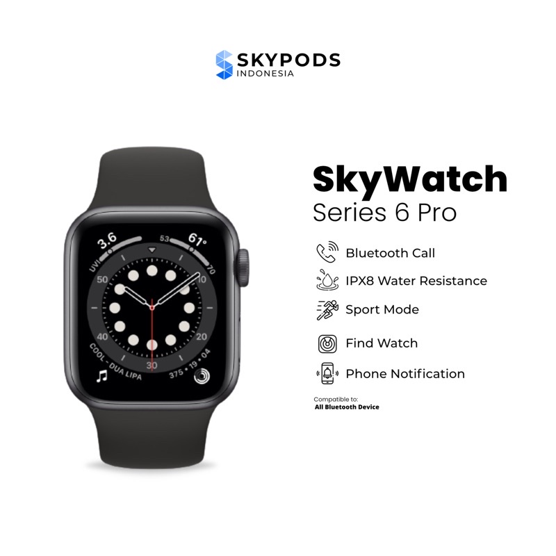 Original SkyWatch S6 Pro Smartwatch Bluetooth by Skypods Indonesia Premium Kekinian