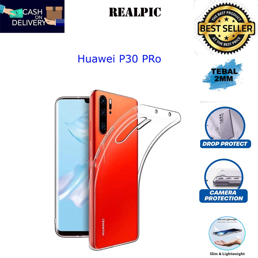 Case Huawei P30 Pro Casing Clear HD KETEBALAN 2MM BENING TRANSPARAN TPU Premium Softcase