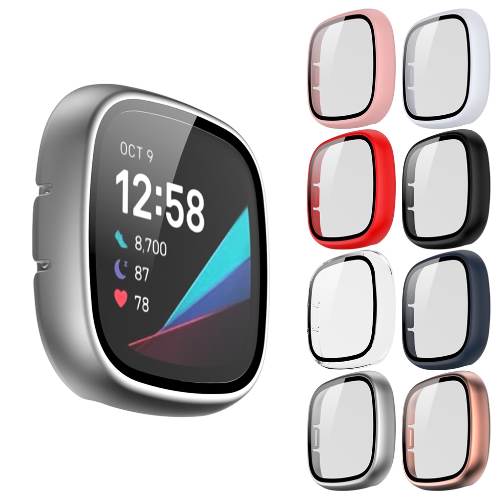 Case Cover Pelindung Layar Smartwatch Fitbit Versa 3 + Tempered Glass