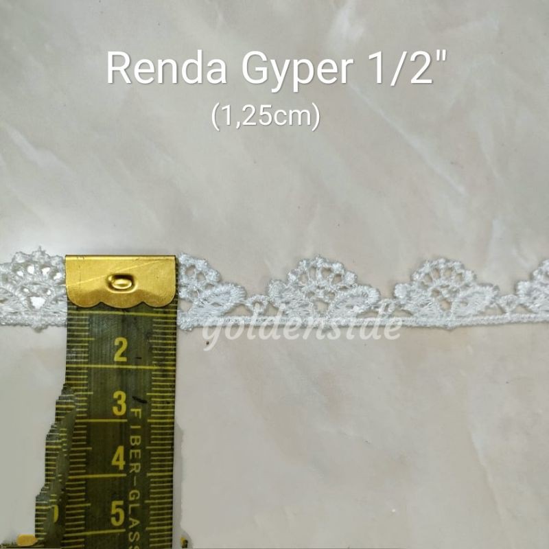 Renda Giper/ Renda Gyper putih lebar 1/2&quot; per yard