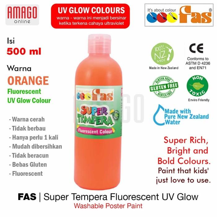 

Fas - Super Tempera Fluorescent Uv Glow Paint - 500 Ml - Orange Kualitas Terbaik