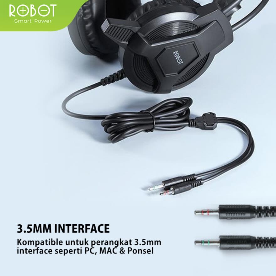 Headphone Gaming ROBOT RH-P10 Headset Double Jack Audio With Mic - Garansi Resmi 1 Tahun