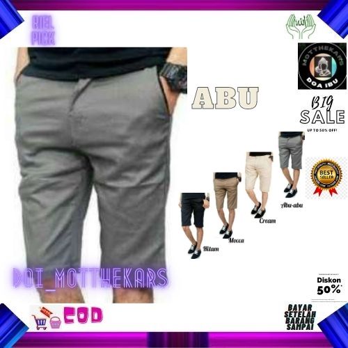 [BIG SIZE] Celana Chino Pendek Pria mick pinggang karet rip katun twill krem coklat surfing santaI