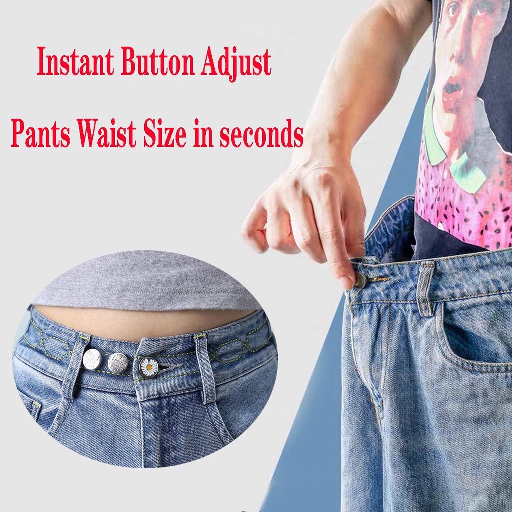 6pcs/Set Daisy Adjustable Disassembly Jeans Waist Button For Shorten Waist Belt