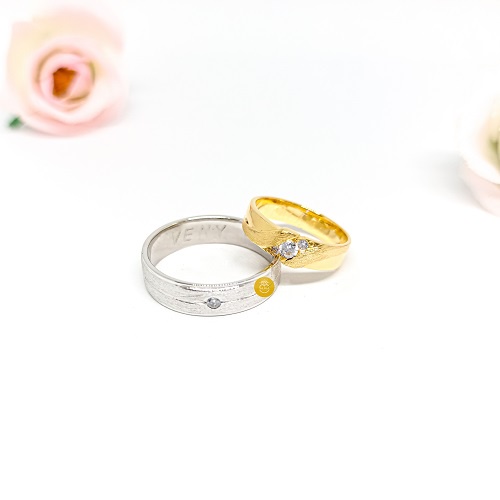 CINCIN NIKAH COUPLE BERBAHAN PLATINUM DAN EMAS KUNING