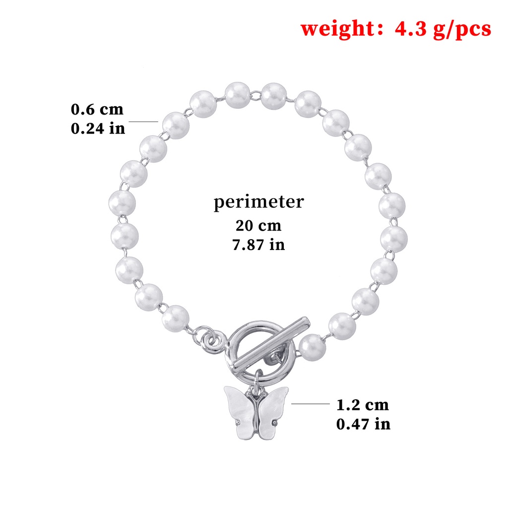 Gelang Mutiara Liontin Kupu-Kupu Warna-Warni Gaya Korea Untuk Wanita