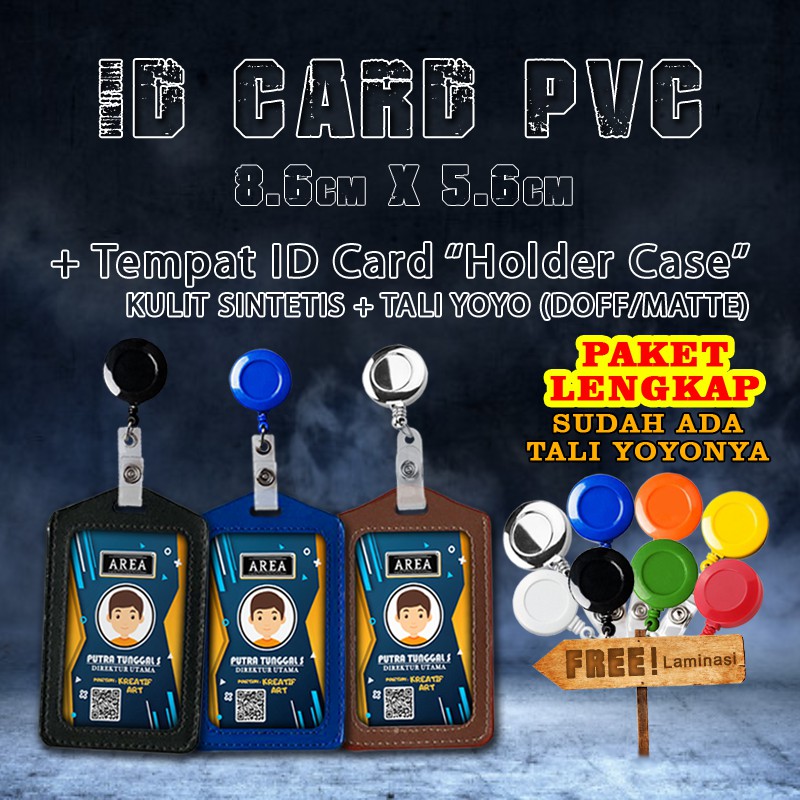 

Paket Lengkap Print dan Cetak ID Card/Kartu Identitas + Tempat ID Card Kulit + Tali Yoyo Doff/Matte
