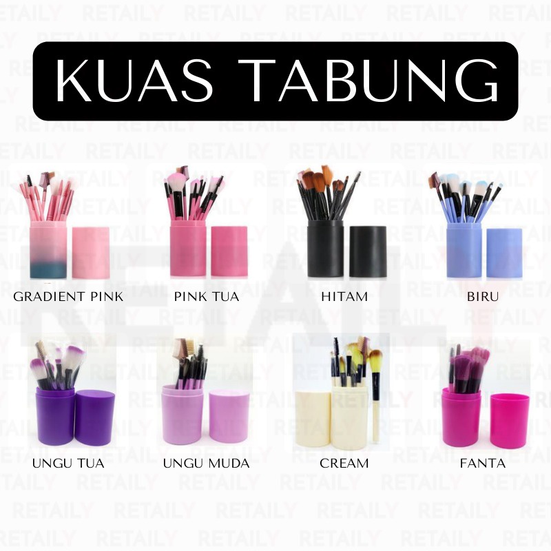 Retaily Kuas Tabung 10Pcs Kuas Maker Set Brush Make up Alat Makeup