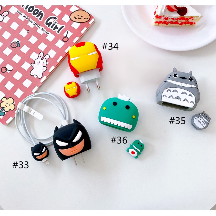 Pelindung Kabel Charger Anti Debu Bahan Silikon Motif Kartun Totoro Iron Man Star Dailu My Neighbor 18w 20w