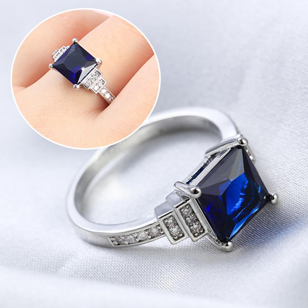 Cincin LILY Zircon Lapis Sederhana Patinum Fashion Ukuran 6-10 Perhiasan