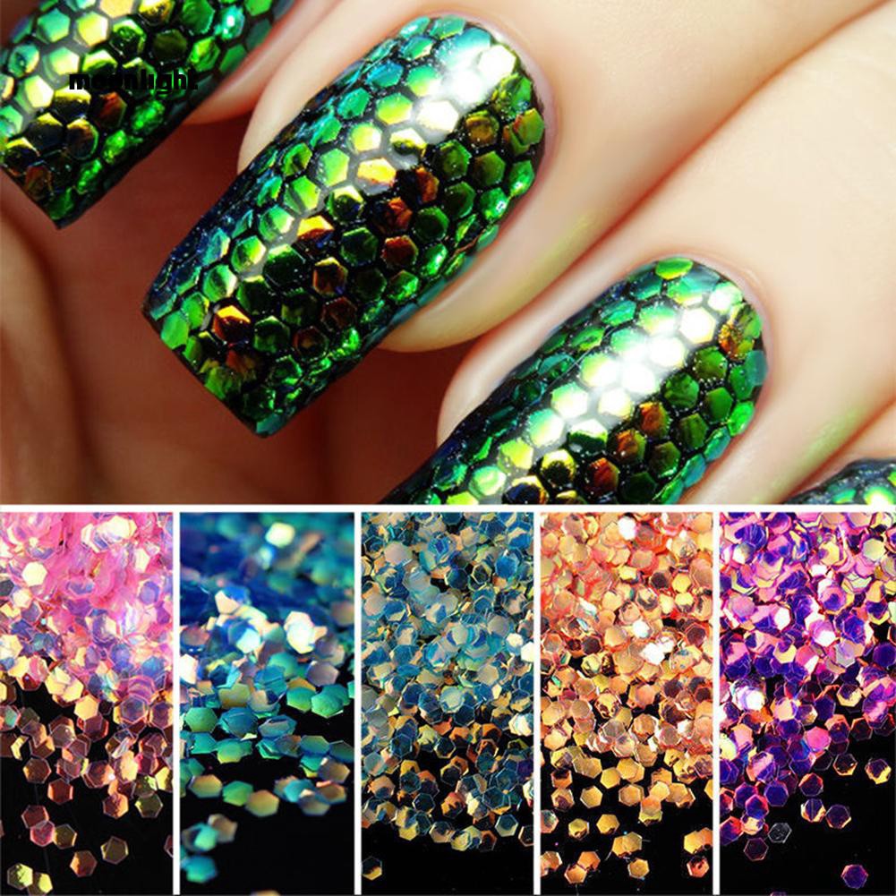 Moonlight Uv Gel Acrylic Nail Art Glitter Scale Tips Sequins