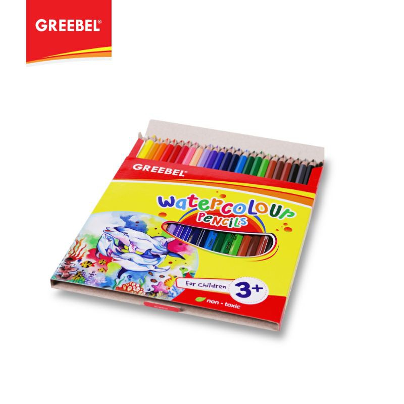 PENSIL WARNA / WARNA CERAH / BAHAN KUAT GREEBEL / GREEBEL 8024 water colour (hex 24 warna)