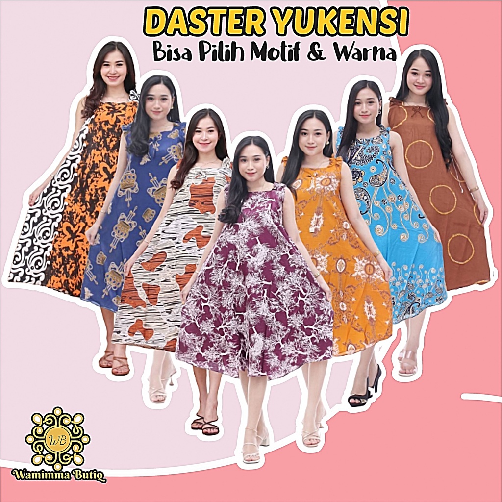 Daster Yukensi Payung Bahu Karet LD 110cm Daster Ibu Muda Tanpa Lengan Motif Terbaru Kekinian