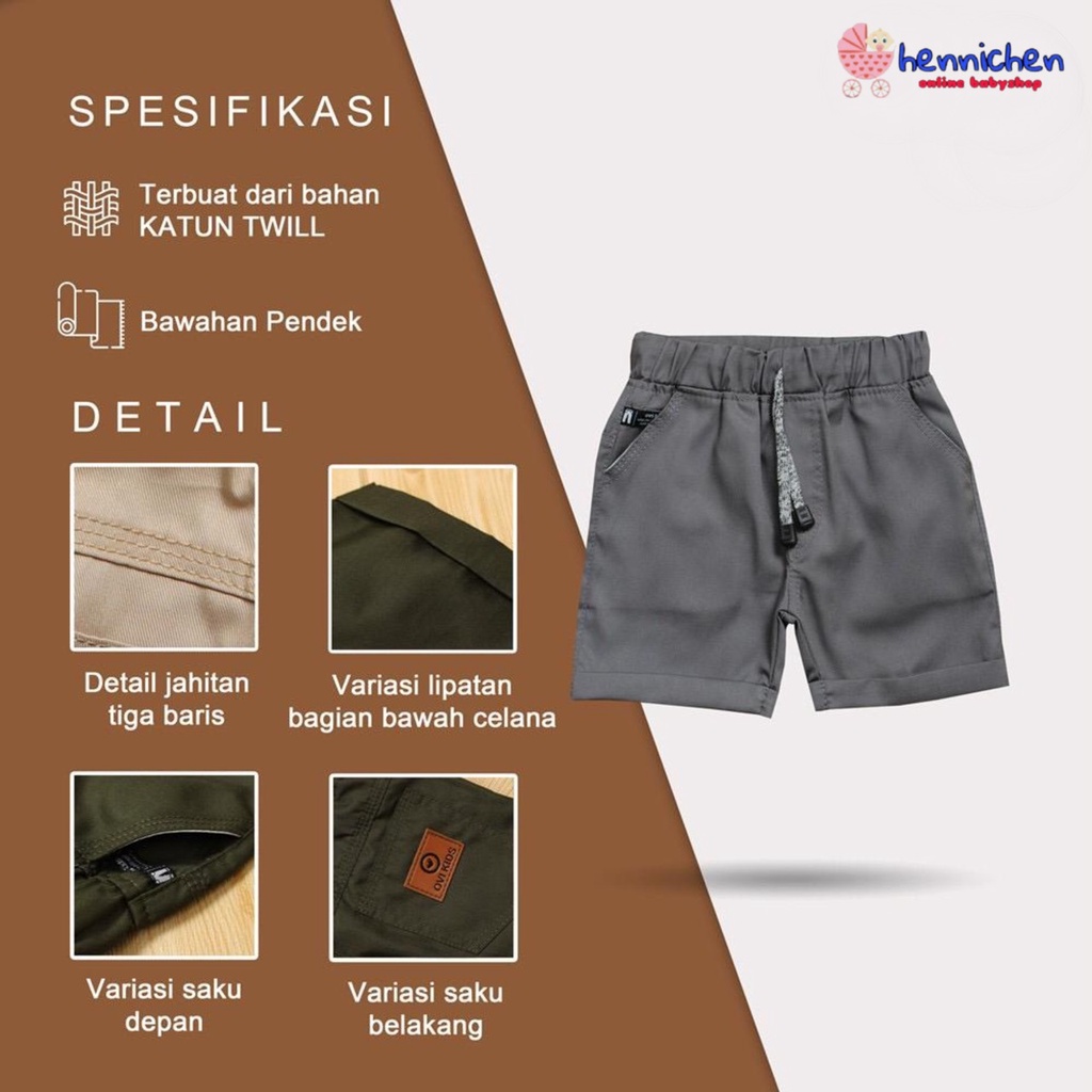 Celana Anak Laki-Laki Celana Pendek Chino CHINOS Pendek Cassia (1-8 Tahun) OVIKIDS